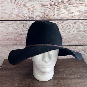 Used MYOnly Black Floppy Hat with Braided Brown Band